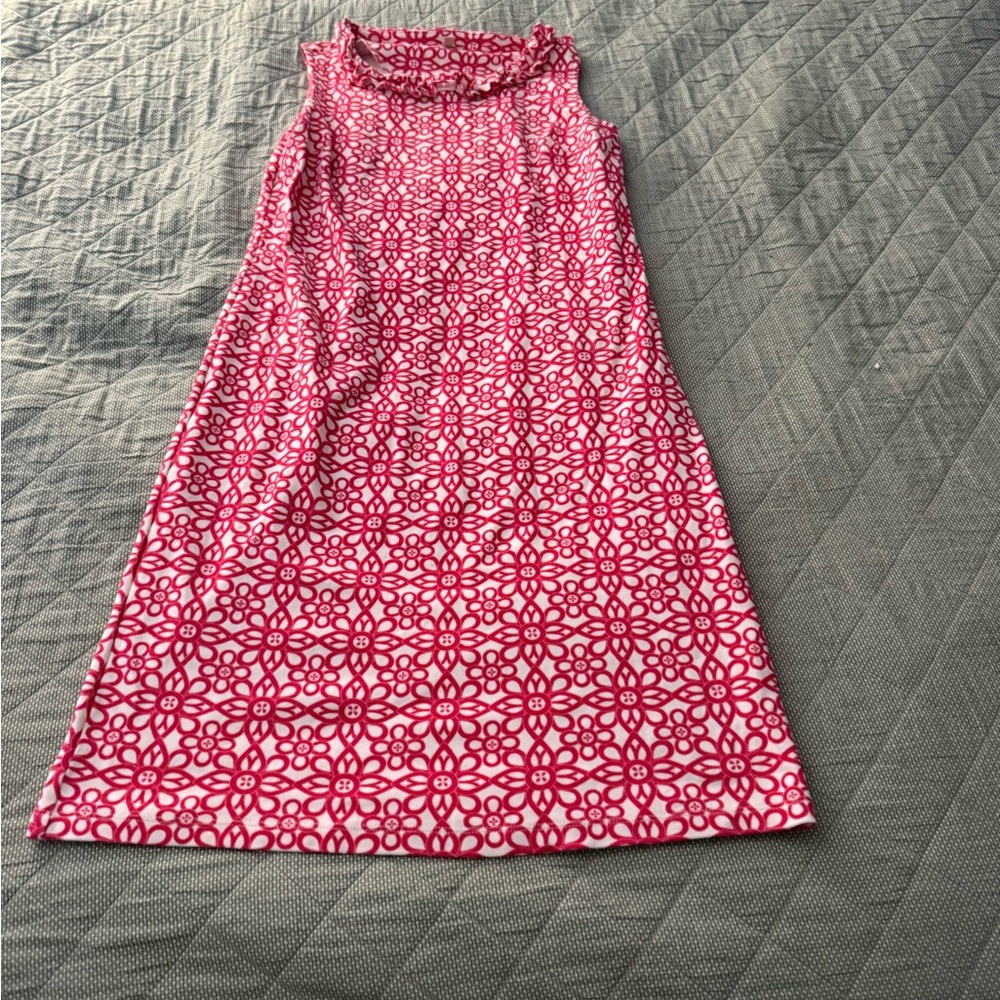 NEEDS TO GO: White and Pink Sleeveless Cowl Neck Sheath Mini Dress
